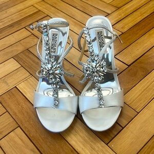 Badgley Mischka white, jeweled heels. Size 6.5.